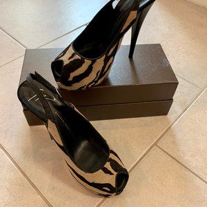 Giuseppe Zanotti Leopard Pony Hair Heels Sz 41